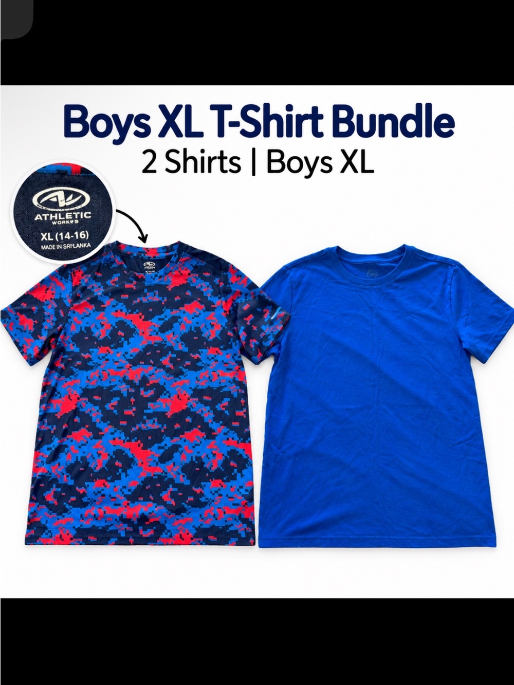 Athletic Works Boys XL Blue Camouflage & Solid Royal Blue wonder nation